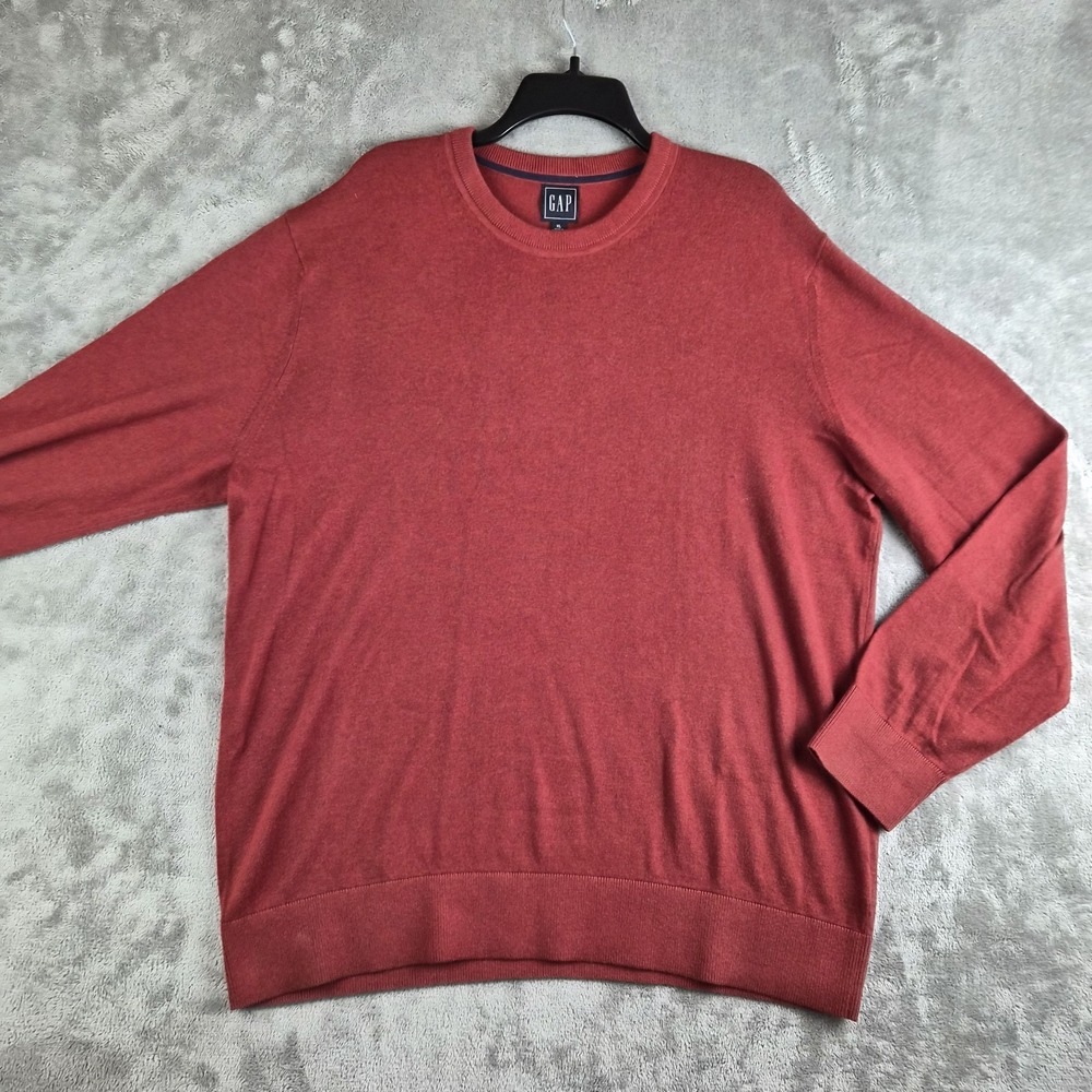 Gap Sweater Mens XL Brick Red Knit 100% Cotton Crew Neck Long Sleeve Pullover